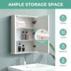 HIGEINE Bathroom Wall Cabinet with Mirror, Mirrored Wall Storage Cabinet，Mirrored Medicine Cabinet,Defogger LED Mirror Bathroom Storage
