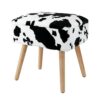 Modern Mink Square Footstool Ottoman,Rectangle Chair with Storage,Rose Pattern Furry Faux Fur Vanity Stool Chair with Metal Legs,Comfy Entryway O