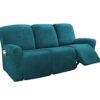ADAFA Stretch Recliner Chair Covers Sofa Slipcover 2/3 Seater Velvet Washable Non-slip Furniture Couch Cover Protector,Grey,3 Seater