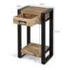 Harbour Tall Lamp Sofa Side Table With Drawer for Living Room, Bedroom - Handcrafted Reclaimed Wood Small Bedside Table with Shelf - Fully Assemb