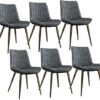 dining chair Office Reception Chairs Business Dining Chairs Set Kitchen Dining Chairs Set of 6 with Metal Legs PU Leather Seat and Backrests Kitc