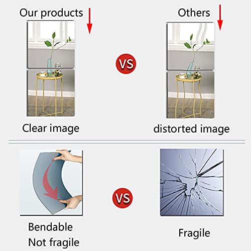 Full Body Wall Mirrors, 4pcs 12x12 Acrylic Plexiglass Mirror Wall-Mounted Full Length Frameless Mirror Over the Door Large Long Mirror Home Worko