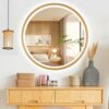 STARLEAD Round Bathroom Mirror with LED lights, 600mm Wall Mounted Mirror, LED Bathroom Mirror Bluetooth Mirror, Demister pad/Dimmable/Color Chan