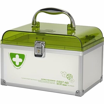 Glosen First Aid Box Lockable Medicine Storage Box with Child Safe Lock 【X-Small】