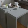 House & Homestyle Set of 2 Side, High Low Nesting Cube Inspired End Tables for Living Room, Bedside, Office or Lounge, 50cm-Grey Gloss, One Size