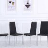 Furnituremaxi 4 Pieces of Black Chairs with Chrome Legs Dining Room Furniture
