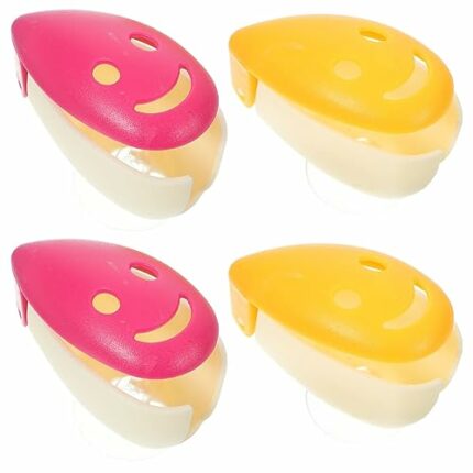 Alipis Toothbrush Holder 4pcs Smile Toothbrush Head Cap with Suction Cup Portable Toothbrush Protectors Case for Home Travel Outdoor Camping Rand