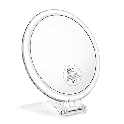 6Inch,20X Magnifying Mirror,Double-Sided Hand Held Mirror with 1X/20X Magnification,Foldable Makeup Mirror for Handheld/Stand,Use for Makeup Appl