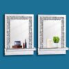 Aeveco Silver Wall Mirror with Shelf, Dimention11x15 inch, Crystal Crush Diamond Mirror Decor for Vanity or Living Room, Sparkling Home Decor