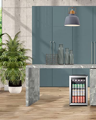 Kalamera Beer Fridge, 68L Freestanding Drinks Fridge with Glass Door, Digital Touch Control, Stainless Steel, KRC-70BV