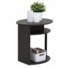 Furinno JAYA Simple Design Oval End Table, Side Table, Bedside Table, Walnut
