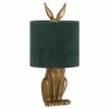 Hill 1975 Antique Gold Hare Table Lamp with Green Velvet Shade, RESIN, Mixed, 25 x 25 x 50cm