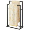 mDesign Towel Holder — 2-Bar Towel Rail for Bathroom Storage and Organisation — Freestanding Towel Rack for Bath, Hand and Face Towels — Matte Bl
