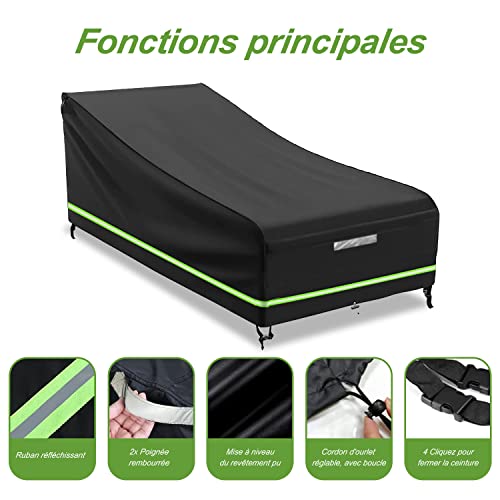 Devenirriche 2Pcs Sun Lounger Covers, Garden Sunbed Cover with Reflective Strip 210D Oxford Fabric Garden Outdoor Furniture Set Coverr (200 X 70