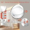 AusDaur 8” Lighted Wall Mounted Makeup Mirror, 1x/10x Magnifying Vanity Mirror with Lights, Rechargeable LED 3 Color Adjustable Brightness Bathro