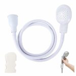 AYNKH White Single Tap Shower Spray Hose Bathroom Attachment Connect on Bath Tub Spout for Pet Bathing Grooming Massage with Silicon Holder, Push