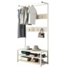 DINGZZ Hat Coat Rack Cloth Shoe Stool Rack Hanger Hook Shelf Clothing Entrance Floor Display 2 Tier Clothes Rack (Color : Argento, Size : 60x34x1