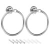 uxcell Stainless Steel Towel Ring, 2Pcs Wall Mounted Round Hanging Holder with Screws for Bathroom Kitchen Accessories, 6.5 x 1.96 x 3.34 Inch, S