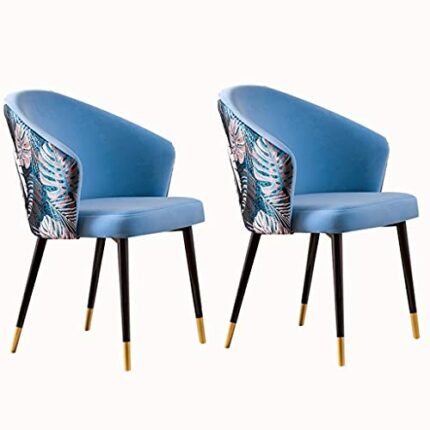 Kitchen Dining Room Furniture Chairs Kitchen Dining Chairs Set Of 2 Living Room Armchair With Metal Legs Velvet Seat And Embroidered Backrest Mod
