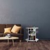Relaxdays Wine Shelf with 360° Casters, 6 Glass Holders, Wine Storage for 17 Bottles, Round, HxD: 56x54cm,White