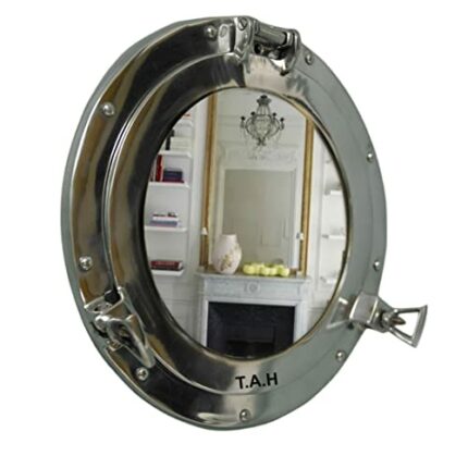 The Antique House 12" Inch Porthole Nautical Wall Mirror Shabby Vintage Chic Bathroom And Home Decor