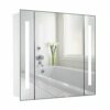 Warmiehomy LED Illuminated Bathroom Mirror Cabinet with Shaver Socket Demister Pad and Sensor 640x600mm