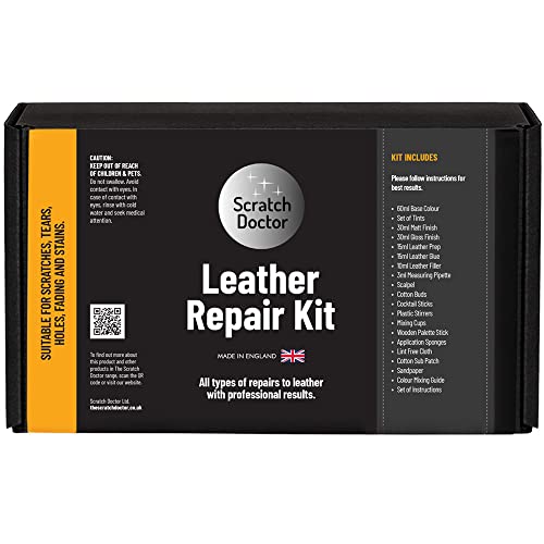 Scratch Doctor Complete Leather Repair Kit Patch, Fill, Repair & Recolour Scratches, Tears, Holes in Leather Furniture, Sofas, Car Seats (Tan)
