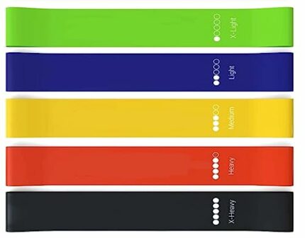 5-Pack Resistance Bands - Includes FREE Carry Bag - Varying Strengths and Colours - For Men & Women - Full-Body Workout - Easy to use - Great for