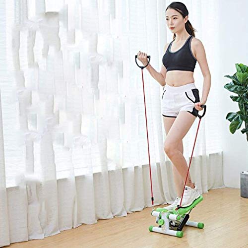 N/A Fitness Mini Stepper with Band Household Gym Hydraulic Mute Stepper Multi-Function Pedal Indoor Sports Stepper Legs Green 33 * 32 * 21cm