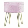 Hodge and Hodge Aria Storage Footstool Footrest Velvet Home Accessory - Light Pink Crush