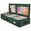Wrapping Paper Storage Box Foldable Christmas Gift Wrap Storage with Adjustable Dividers Multi Pockets Wrapping Paper Bag Gift Wrap Storage
