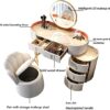 baceyiove Dressing Table,Dressing Table with LED Lights Mirror White/PinkModern Bedroom Furniture Dressing TableDressing Table,with Mirror and St