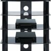 Homeology Galago 5-Shelf Premium Gloss Black Glass with Black Legs AV Rack