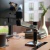 Mounting kit (articulating arm, desk clamp mount, extension adapter, grommet-mount base, 7" post) for LCD display - polished aluminium - screen s