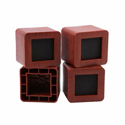 uyoyous Bed Risers 3 Inch Square Heavy Duty Furniture Risers Support Up to 2200lbs Elephant Feet for Lift Couch Bed Sofa Chair Table, Wood Color,