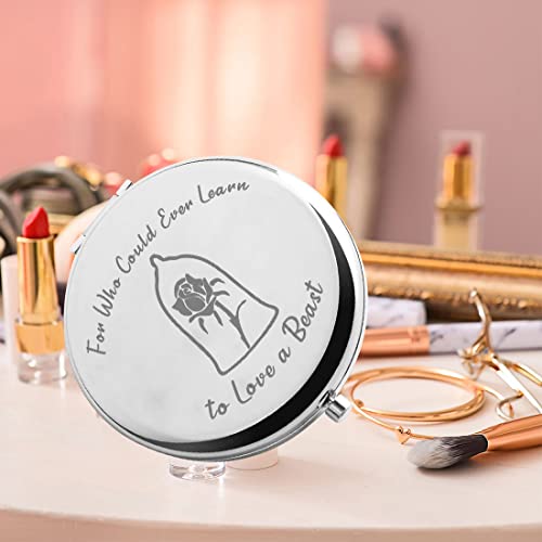 Beauty Beast Quote Gift for Who Could Ever Learn to Love a Beast Pocket Mirror Gift for Her (Love a Beast-M)