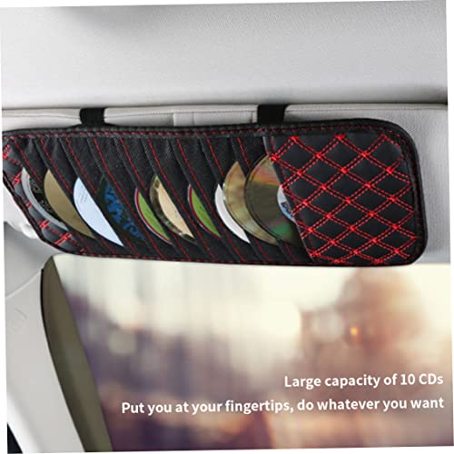 Hajimia Car CD Holder Auto Sun Visor CD Case Wallet DVD Binder DVD Organizer Storage Bag Portable Red Line Storage bag