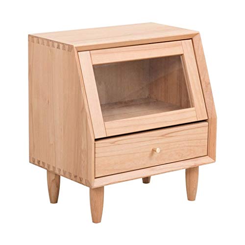 LUKEO Side table - 45 * 23 * 50cm,Wood color Bedside Table Bedroom Side, Partical Board and Legs, Easy Assembly and Sturdy, Brown