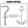 Therwen 8 Pcs Hammock Combo Hardware Kit Hammock Stand Replacement Hooks M8 x 40 mm Star Hand Knob for Home Patio Umbrella Base Garden