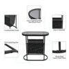 Yusong Tempered Glass End Table for Small Space, Narrow Oval Side Tables Living Room, Little Skinny Bedside Table Slim Nightstand with Magazine H