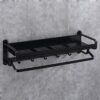 XHALERY Towel Rack Bathroom Towel Rail Wall-Mounted,Advanced Modern Fashion,Durable Double-Layer Space Aluminum Rack(Color:Black)