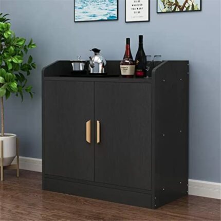 JJZXD Round Corner Pantry Cabinet Put Bucket Multifunctional Storage Cabinet With Door Dining Room Side Table Sideboard (Color : Svart, Size : 30