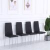 Furnituremaxi 4 Pieces of Black Chairs with Chrome Legs Dining Room Furniture