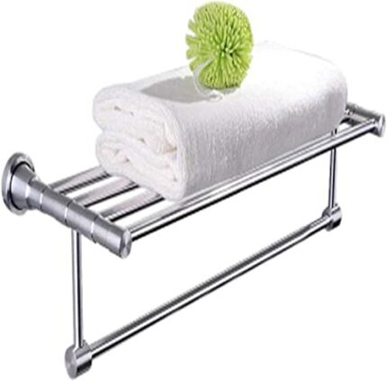 XHALERY 60cm Towel Rails Wall Mounted Bathroom Towel Rack,Used In Kitchen Toilet Hotel Office,Bright Brushed Space Aluminum