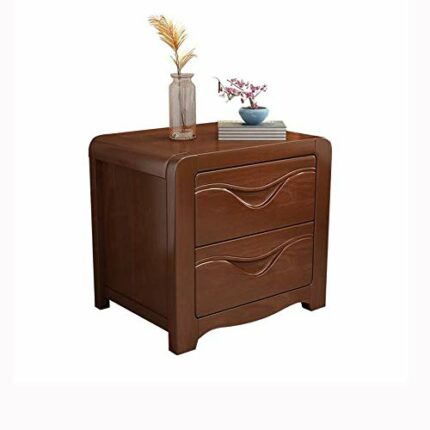N/A Stylish Bedside Table Solid Wood Bedside Table, Bedside Storage Cabinet with Double Drawer Design