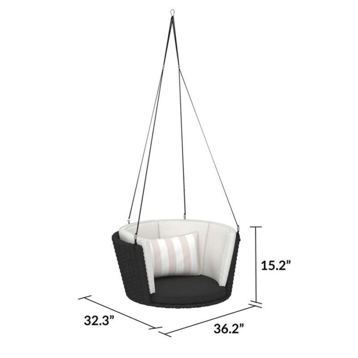 WALNUT Patio Garden Entrance Terrace Wicker/Rattan Porch Swing, Gray, Taupe (Color : B)