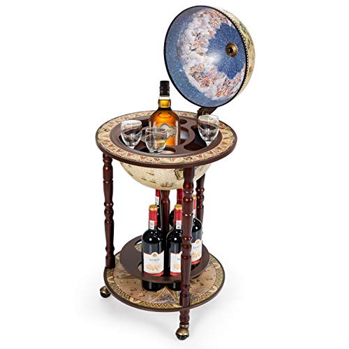 COSTWAY Globe Bar, Beige, Approx. 45 x 45 x 88 cm (L x W x H)