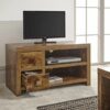 Home Source — Study Walnut Effect Particle Board 2 Drawers 1 Shelf Support TV Entertainment Unit