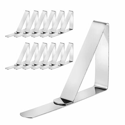 COMNICO Tablecloth Clips 12 Pack Stainless Steel Heavy Duty Outdoor Indoor Tables Cloth Cover Clamps Picnic Parties Food Hanging Hooks for Home K