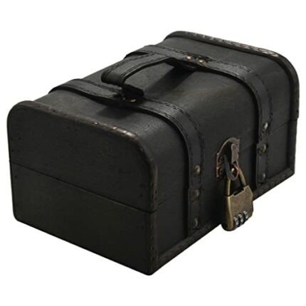 MIAOHY Retro Treasure Chest Vintage Wooden Storage Box Antique Style Organizer for Wardrobe Trinket Box Password